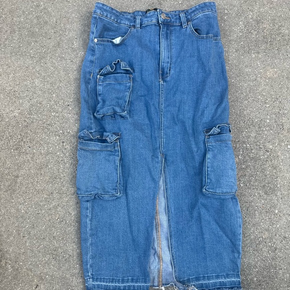 Denim Pencil Skirt with Pockets - Picture 1 of 2